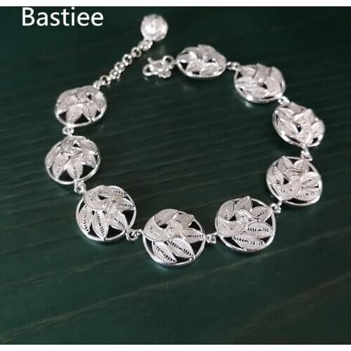 Bastiee Ethnic 999 Sterling Silver Peacock Bracelet For Women Miao Silver Luxury Jewelry Handmade Bracelets Vintage Hmong