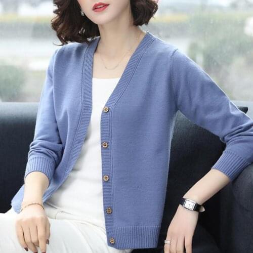 WEIHAOBANG 2021 New Womens Loose Autumn Winter Knitted Cardigan Short Solid V-neck Single Breasted Long Sleeved Sweater Coat