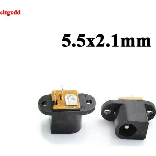 10pcs/lot PCB Mount 5.5 x 2.1mm Female DC Power Jack Plug Socket Connector Black 5.5*2.1