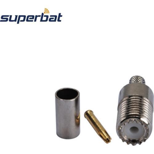 Superbat 10 pcs Mini UHF Crimp Jack RF Coaxial Connector for Cable RG58,RG400,RG142,LMR195