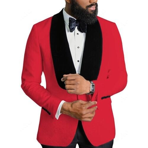 2020 Latest Design Red Floral Formal Men Suit With Pants Slim Fit Groom Tuxedo Wedding Suits For Men Prom Blazer Terno Masculino