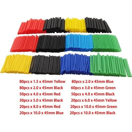 530Pcs/Set 2:1 Ratio Heat Shrink Tube Assorted Polyolefin Wrap Wire Cable Insulated Heat Shrink Tube Kit Waterproof Cable Sleeve