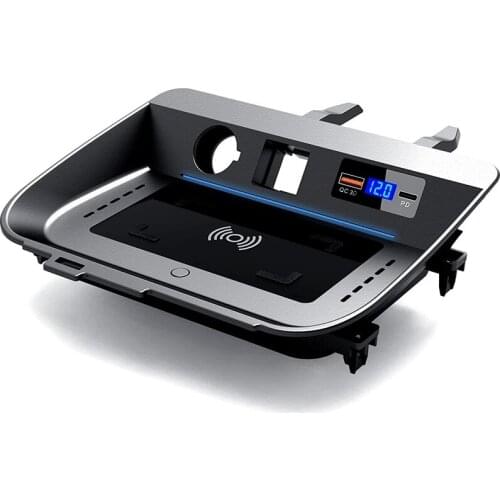 15W Car Wireless Charger for Toyota RAV4 2019-2021, QC 3.0 Fast Charging Stations, 2 USB Port 36W Wireless Charger Pad