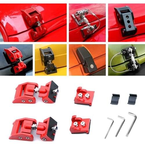 Car Hood Latches 200-2021 Latch Locking Hood Catch Kit for Jeep Wrangler Stainless Steel Red Car Latch Locking Hood