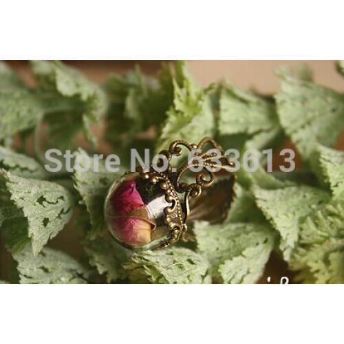 Free ship!!! Fashion 20sets half 15mm glass globe globe & bronze ring blank set DIY glass cover vial pendant glass bottle