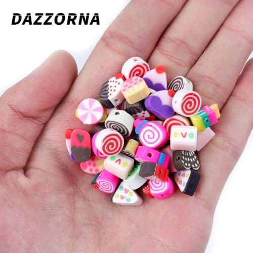 50/100Pcs Mixed Color Ice Cream Animal Style Polymer Clay Spacer Beads DIY Necklace Bracelet Earring Jewelry Accesories