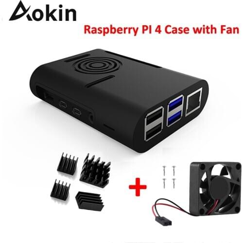 Aokin ABS Raspberry Pi 4 Case with Cooling Fan Aluminum Heat Sink for Raspberry Pi 4 Model B for Pi 4B