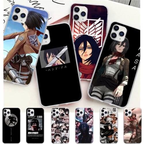 Attack On Titan Mikasa Ackerman Transparent Mobile Phone Case Cover For IPhone 12 11 Pro Max Xs X Xr 7 8 6 6s Plus 5 5s Se 2020