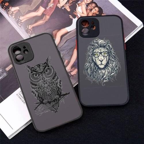 Phone Case For iPhone 12 11 Mini Pro XR XS Max 7 8 Plus X Animal elephant giraffe Matte transparent cover