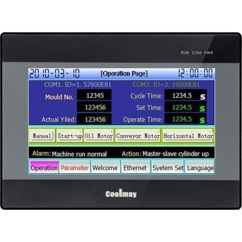 Coolmay 7 inch integrated plc+hmi touch panel programmable controller pressure 4-20mA control