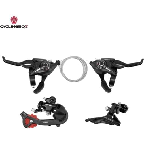 CYCLINGBOX 3x7 Speed Bicycle Derailleur Refers Dial Front Rear Derailleur Pin 4-Piece Set Gear Shift Brake MTB Parts For Bicycle