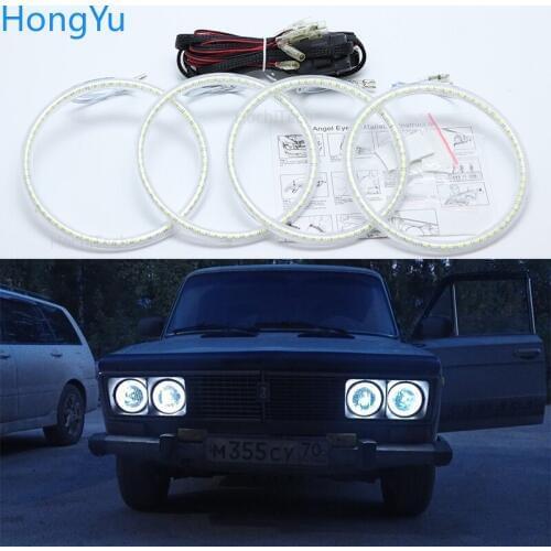 For Lada Vaz 2106 1976 1997 1998 1999 2000 2001 Super Bright white color 3528 SMD led Angel Eyes kit daytime running light DRL