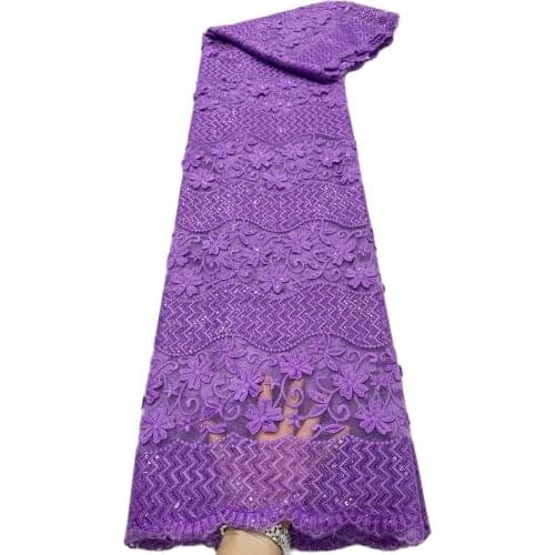 Elegant Purple Color Plain Net Turtle Lace with Applique Shinning Sequins Tulle 3D Fabric for Aso-Ebi Big Wedding 2021 T069