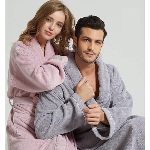 Cotton Bathrobe Soft Ventilation Sleeprobe Casual Winter Warm Homewear Casual New Robe Men Women Toweling Terry Robe Sleepwear