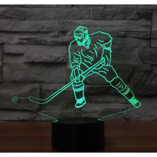 Ice Hockey Player 3D LED RGB Night Light 7 Color Change Desk Light Action Figures 2224 Kids Home Christmas Toys