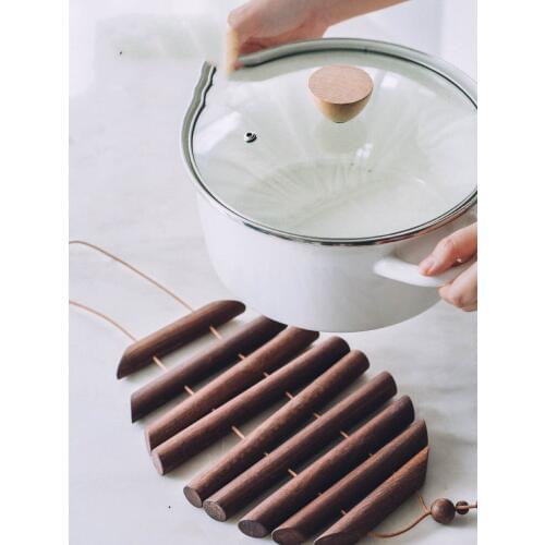 Fish bone insulation coaster European black walnut wood pot mat Household anti-hot heat table mat bowl placemat Wall Decor