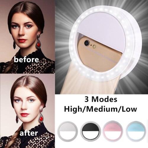 Selfie Ring Light 3 Modes For Smartphone Camera 36 LED Enhancing Photography USB Clip On Lamp Lights For iPhone Samsung Android