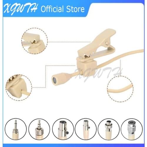 Beige Tie Clip Lapel Microphone Condenser Lavalier Mic Mike for Shure Audio Technica Sennheiser MiPro AKG Samson Wireless System