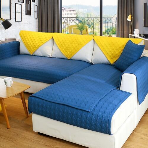 Creative Simplicity Geometric Embossed Sofa Cover Cotton Non-Slip Sofa Chair Covers Mats Living/Drawing Room Decorative L-Shaped