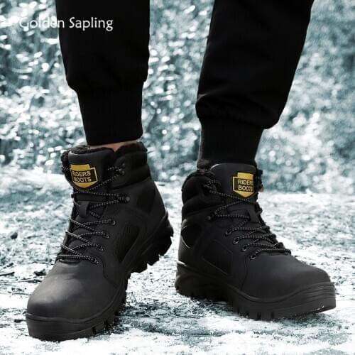 Golden Sapling Mens Snow Boots Warm Plush Winter Shoes Fashion Tactical Mountain Boot Retro Style Leisure Trekking Shoes Men