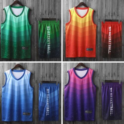 Men Child Gradient color Basketball sets Women Basketball Kits Uniforms TrackSuit Youth college Throwback Jerseys Shorts YW1960