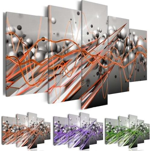 5 Pieces Funny Grey and Black Ball and Curve Combination Diy diamond Painting Full mosaic Embroidery puzzle Art 5 Panels MM175