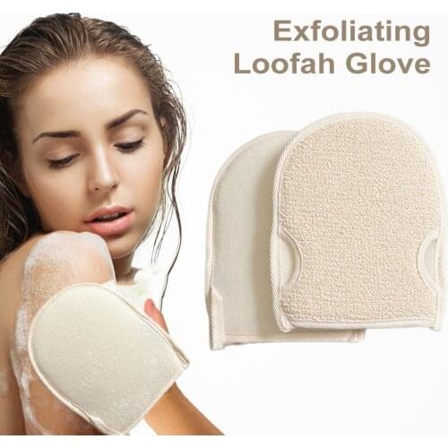 Natural Exfoliating Loofah Glove Soft Body Scrub Sponge Pad Male Female Bath Scrubber Mitt For Shower Spa Skin Clean Bath Gloves