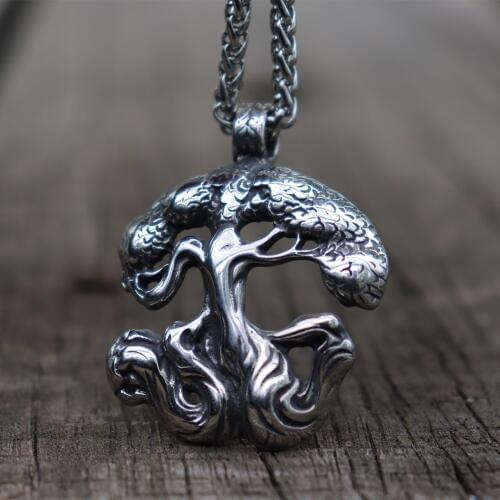 EYHIMD Viking Nordic Tree of Life World Tree Stainless Steel Pendant Necklace Jewelry