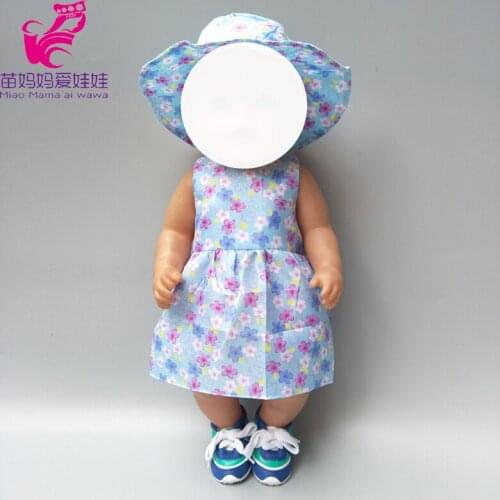 Dress for baby doll flower summer dress hat for 18inch girl doll clothes accessory baby girl play toys dress up