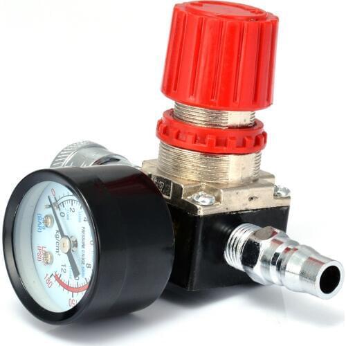 1pc 180PSI 12 Bar Pressure Regulator Switch Control Valve with Gauges 1/4" For Air Compressor