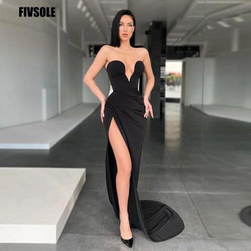 Fivsole 2 Pieces A-line Evening Dresses 2021 Sweetheart Puff Sleeves Wedding Guest Chiffon Prom Gowns Vestidos De Festa Pleat