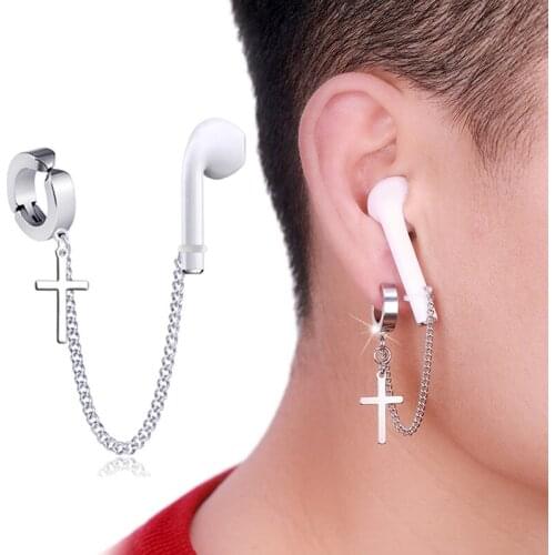 Stainless Steel Earrings Anti-Lost Ear Clip Wireless Bluetooth Earphone Holders Accessories Women Men Earrings For Airpods