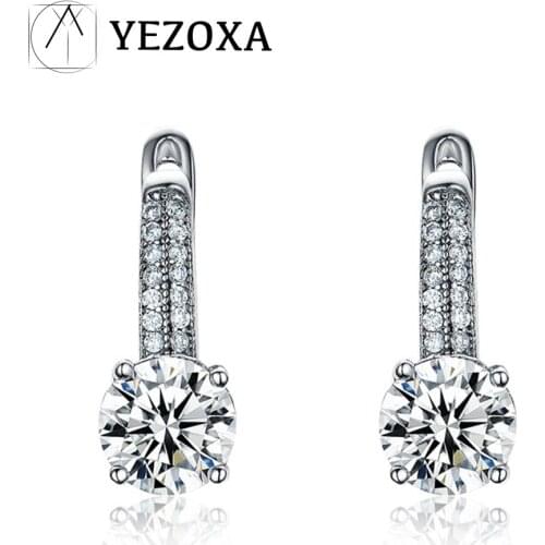 925 Sterling Sliver Earrings Vintage Crystal Zircon Russian Lock Huggies Clip Earrings For Women Classic Fine Jewelry
