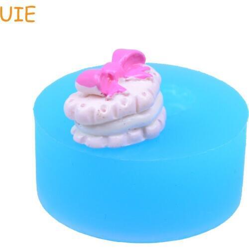 GYL143U 15.2mm Heart Cake with Bow Silicone Push Mold - Miniature Sweets, Fondant, Sugarcraft, Candy, Icing, Chocolate, Resin