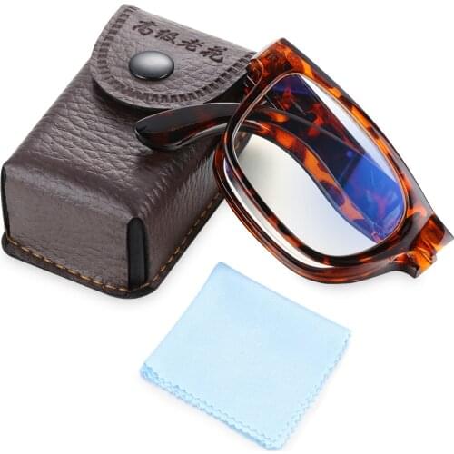 Unisex Foldable Reading Glasses with Case Women Folding Presbyopia Anti Blue Light Presbyopic Glasses Diopter +1.0~+ 4.0