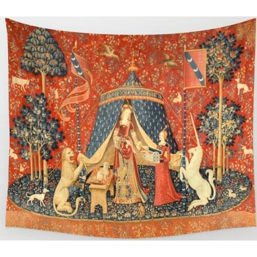 Medieval Tapestry Wall Hanging Lady And The Unicorn Tapestry Multifunction Home Decor Tapestries Background Decor Wall Covering