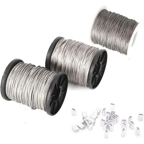 Steel wire rope, 0.8mm1.0mm1.2mm1/16 steel wire rope, stainless steel 304 steel wire rope, 328 feet long aircraft cable, with 10