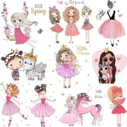 Prajna Iron On Transfer Ballet Girl Patches For Clothes Stripe DIY Iron Heat Transfer Vinyl Patch Sticker Thermal Applique Badge