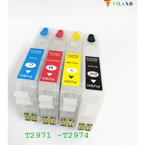 Vilaxh T2971 T2962 T2964 Refillable Ink Cartridge For Epson T2971 Expression Home XP231 XP431 XP241 XP-431 XP-231 One Time Chip