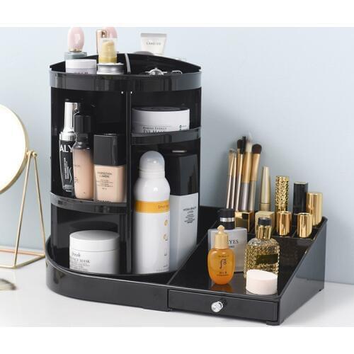 360 Degree Rotating Makeup Organizer Lipstick Cosmetic Nail Polish Rack 3 Layer Make Up Brush Shelf Storage holder Home storage