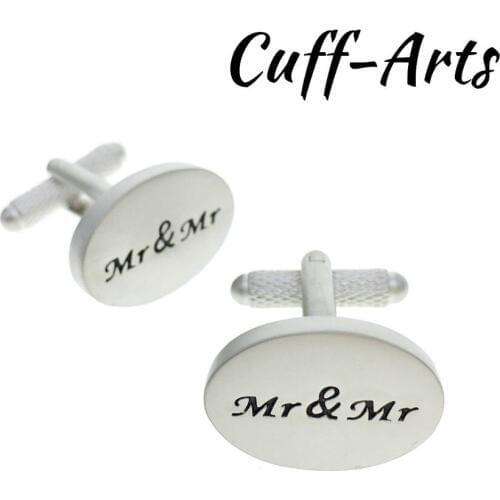 Cuffarts Mr & Mr Design Cufflinks Men Wedding Cuff Link Men Jewelry High Quality Letter Print Cufflinks Tie Clips C10103
