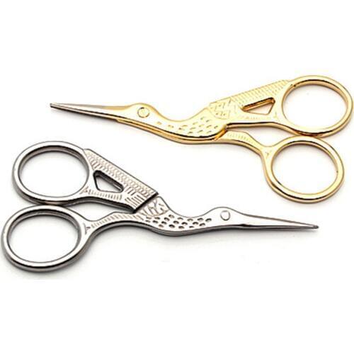 1pcs Gold Silver Antique Vintage Heron Shaped Stainless 9cm Steel Sewing Scissor Scissors Cut for Fabric Clothing DIY Tool