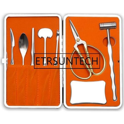 10sets 8pcs/set Lobster Crab Forks Cracker Tool Set Seafood Tools Kit with Storage Case Home Kitchen Accessories