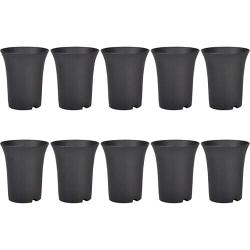 10PcsBlack Round Flower Pots High Waist Deep Pots Are Perfect for Indoor and Outdoor Plants, Seeds, Vegetables