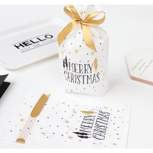 10PCS Christmas Gift Bag Cookie Candy Bag Snowflake Crisp Bag Handmade Soap Drawstring Bag For Merry Christmas New Year Gifts