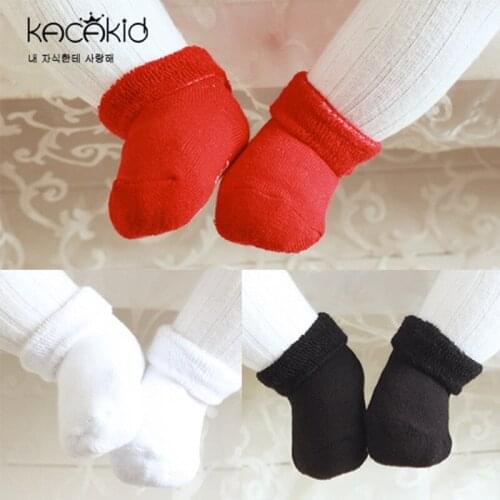 3 Pair Kacakid 2019 New 0-4 Years Non-slip Soft 3 Color Solid Cotton Socks For Kids Boys Girls Children Winter Ankle Socks
