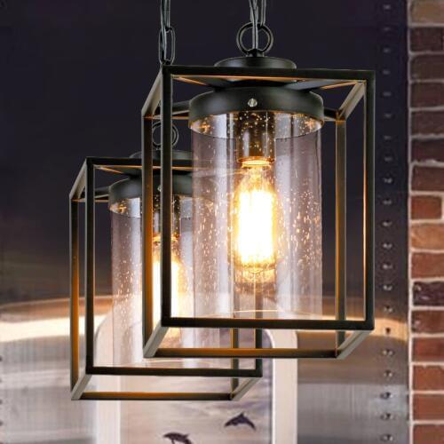 American loft glass single head iron retro industrial raindrop rustic modern living room restaurant balcony entrance lamps