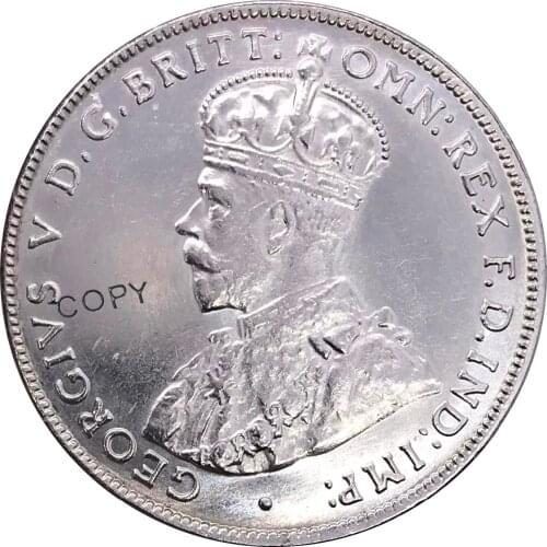 Australia 1 One Florin Two Shillings George V 1921 Advance Crowned Bust Left Cuproickel Plated Silver Copy Coins