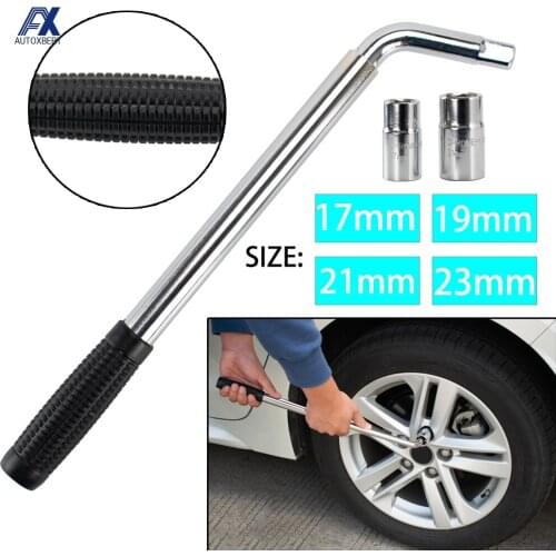Car Telescoping Wheel Brace Wrench Heavy Duty L-Type Repair Tools Kit Removal Fixing 17/19 21/23mm Chrome Cover Non-slip Rubber