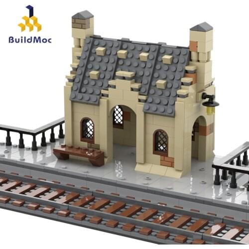 Buildmoc Movie Magic School City Train Station Construction Model Building Block City House Brick Collection Childrens Toy Gift